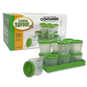 baby food storage containers w write what you want lids (12 pk)- 2oz reusable, stackable, leakproof plastic jars- freezer, microwave & dishwasher safe- bpa/pvc free- green