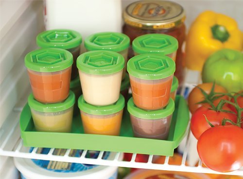 Baby Food Storage Containers w Write What You Want Lids (12 Pk)- 2oz Reusable, Stackable, Leakproof Plastic Jars- Freezer, Microwave & Dishwasher Safe- BPA/PVC Free- Green