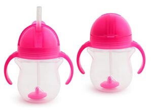 munchkin click lock 7 ounce weighted flexi-straw cup (2 count, pink/pink)