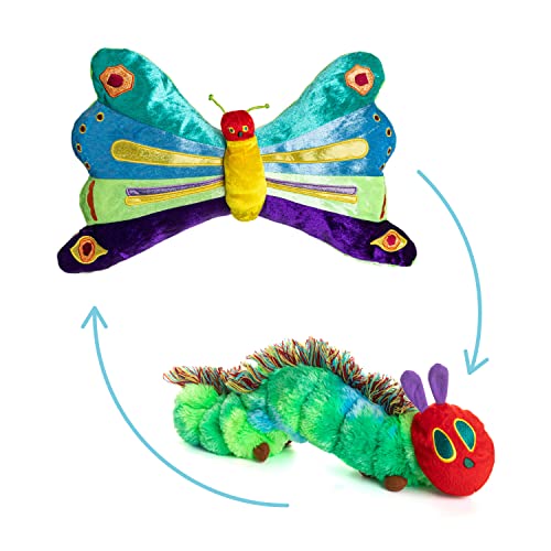 KIDS PREFERRED World of Eric Carle, The Very Hungry Caterpillar Butterfly Reversible Stuffed Animal Plush Toy, 16",Green