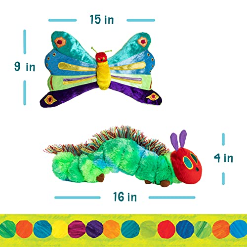 KIDS PREFERRED World of Eric Carle, The Very Hungry Caterpillar Butterfly Reversible Stuffed Animal Plush Toy, 16",Green