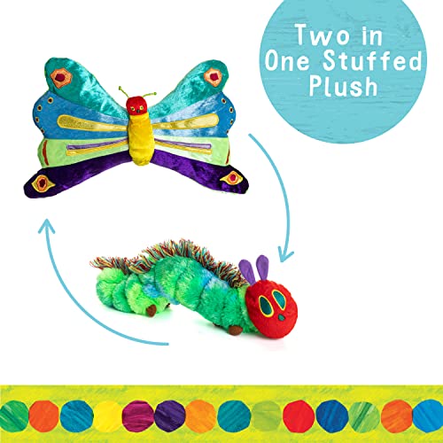 KIDS PREFERRED World of Eric Carle, The Very Hungry Caterpillar Butterfly Reversible Stuffed Animal Plush Toy, 16",Green