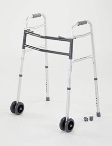 cardinal health cwal0010b heavy duty dual release aluminum walker with 5in dual front wheels, bariatric, 33-43in, 500lb