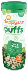 happy baby superfood puffs, kale & spinach, organic, 2.1 ounce