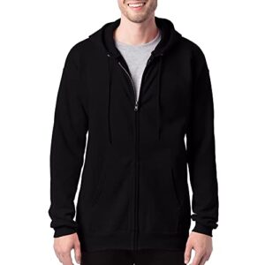 hanes men's full zip ultimate heavyweight hoodie, black, medium