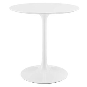 modway lippa 28" mid-century modern bar table with round top and pedestal base in white