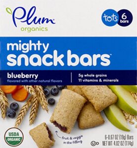 plum organics mighty 4 essential nutrition bars, blueberry with carrot, 0.67 ounce, 6 count