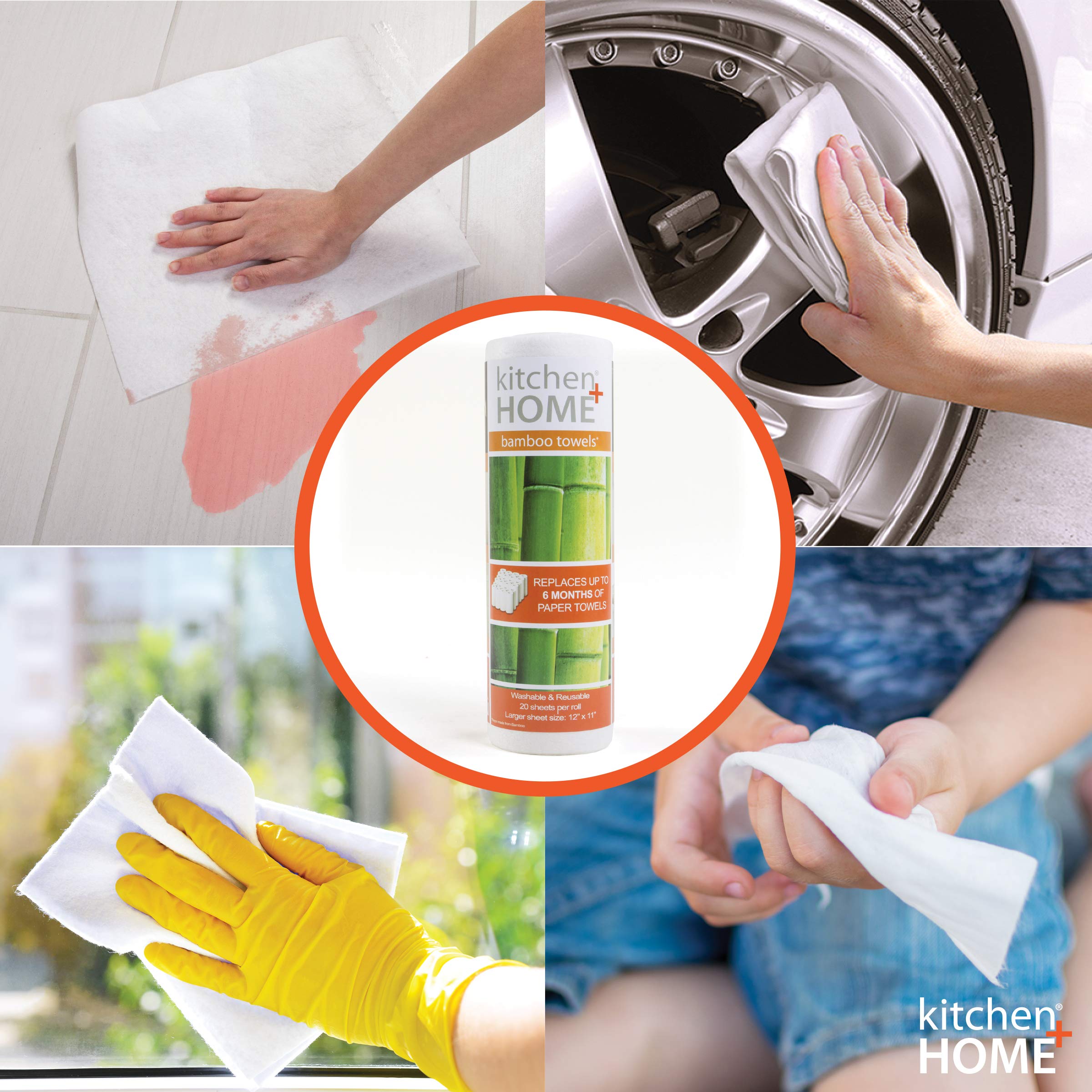 Bamboo Towels - Heavy Duty Machine Washable Reusable Rayon Towels - One roll replaces 6 months of towels! 1 Pack