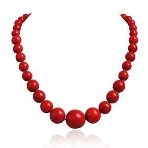 jane stone fashion elegant multi-size coral red beaded funky necklace statement bib jewelry for mummy(fn1270-red)