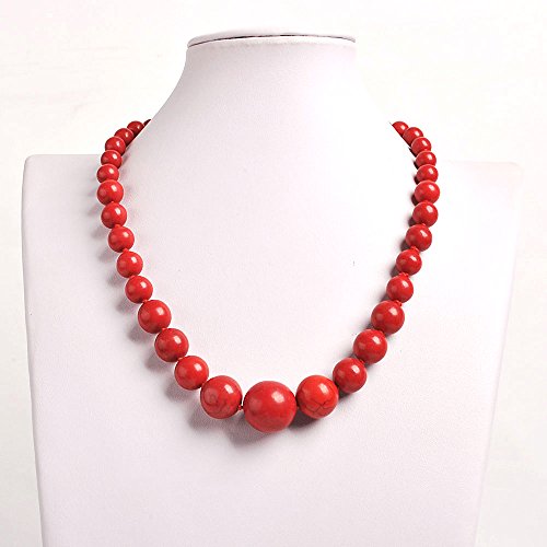 Jane Stone Fashion Elegant Multi-size Coral Red Beaded Funky Necklace Statement Bib Jewelry For Mummy(Fn1270-Red)