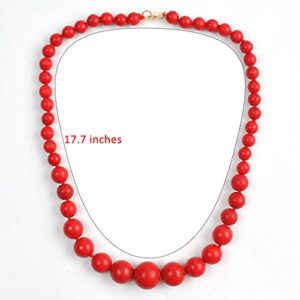 Jane Stone Fashion Elegant Multi-size Coral Red Beaded Funky Necklace Statement Bib Jewelry For Mummy(Fn1270-Red)