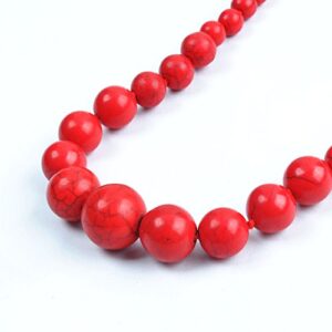 Jane Stone Fashion Elegant Multi-size Coral Red Beaded Funky Necklace Statement Bib Jewelry For Mummy(Fn1270-Red)