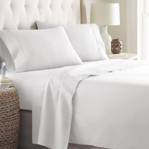 hc collection 1800 series bedding sheets & pillowcases bed linen set with 16 inch deep pockets, king, white