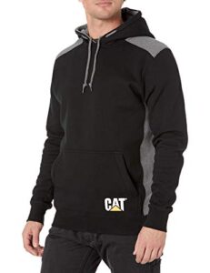 caterpillar men's logo panel hooded sweatshirt (regular and big sizes), black, large