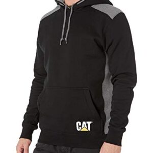 Caterpillar Men's Logo Panel Hooded Sweatshirt (Regular and Big Sizes), Black, Large