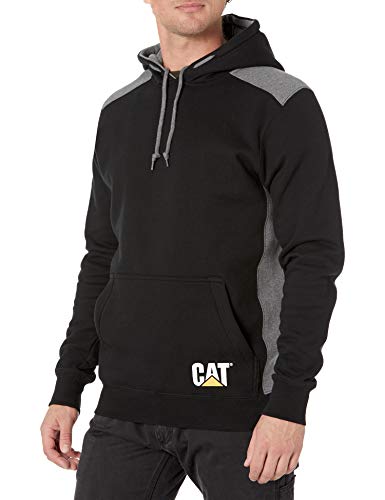 Caterpillar Men's Logo Panel Hooded Sweatshirt (Regular and Big Sizes), Black, Large