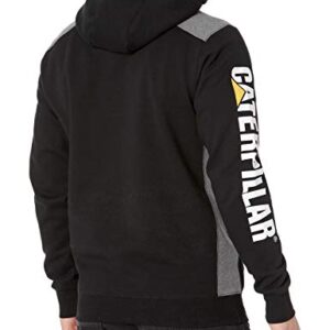 Caterpillar Men's Logo Panel Hooded Sweatshirt (Regular and Big Sizes), Black, Large