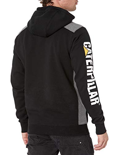 Caterpillar Men's Logo Panel Hooded Sweatshirt (Regular and Big Sizes), Black, Large