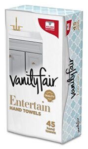 vanity fair entertain disposable hand towel, 45 paper hand towels, includes holder (holder design may vary)