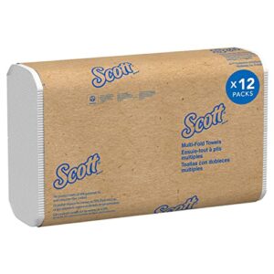scott® multifold paper towels (03650), with absorbency pockets™, 9.2" x 9.4" sheets, white, compact case for easy storage, (250 sheets/pack, 12 packs/case, 3,000 sheets/case)