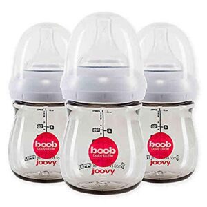 joovy boob baby bottles made from durable, medical-grade ppsu with cleanflow vent technology to prevent nipple collapse, negative pressure, and colic symptoms (5oz, 3pk)