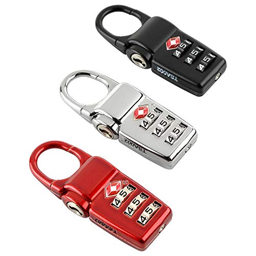 TUMI - Travel Accessories Luggage Locks - Set of 3 TSA-Approved Lock - Black/Red/Silver