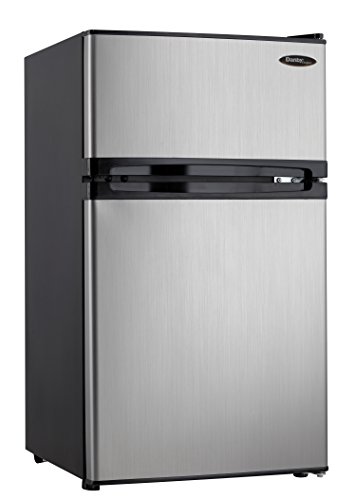 Danby Designer DCR031B1BSLDD 3.1 Cu.Ft. Compact Refrigerator with Freezer, E-Star Rated Mini Fridge for Bedroom, Living Room, Kitchen, or Office, Stainless Steel