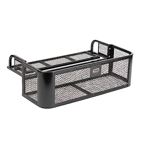 Titan Ramps ATV UTV Universal Rear Drop Cargo Basket Rack Hunting, Fishing, Trail Maintenance, Easy to Install