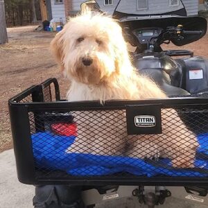 Titan Ramps ATV UTV Universal Rear Drop Cargo Basket Rack Hunting, Fishing, Trail Maintenance, Easy to Install