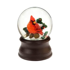 hand crafted cardinal snow globe from the san francisco music box company