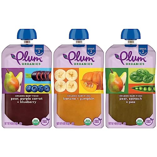 Plum Organics | Stage 2 | Organic Baby Food Meals [6+ Months] | Fruit & Veggie Variety Pack | 3.5 Ounce Pouch (Pack Of 18)