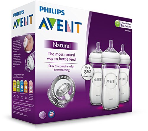 Philips AVENT Natural Glass Bottle, 8 Ounce (Pack of 3)