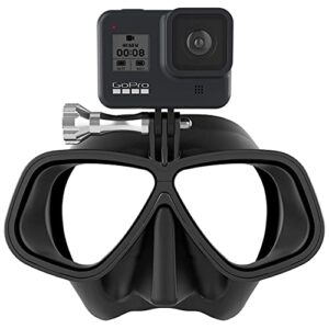 octomask - frameless dive mask w/mount for all gopro hero cameras for scuba diving, snorkeling, freediving (clear)…