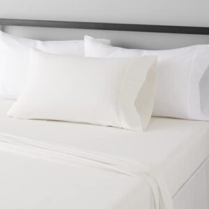 Amazon Basics Lightweight Super Soft Easy Care Microfiber 3-Piece Bed Sheet Set with 14-Inch Deep Pockets, Twin XL, Cream, Solid