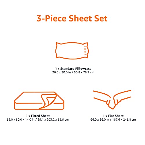 Amazon Basics Lightweight Super Soft Easy Care Microfiber 3-Piece Bed Sheet Set with 14-Inch Deep Pockets, Twin XL, Cream, Solid