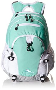high sierra loop backpack, travel, or work bookbag with tablet sleeve, one size, aquamarine/white/ash