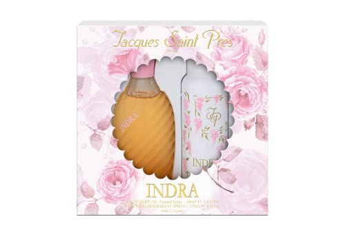 Ulric De Varens Indra Eau De Parfum for Women 2pcs Set - Warm, Welcoming Floral Scent - Notes of Jasmine, Iris, & Amber- Feminine, Delicate & Gentle- 3.4 Fl Oz + 4 Fl oz Deodorant Spray