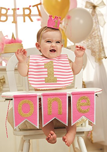 Mud Pie Baby Girl Birthday Bib, Stripe, One Size