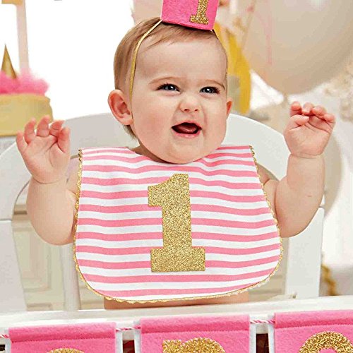 Mud Pie Baby Girl Birthday Bib, Stripe, One Size