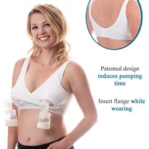 Rumina Hands Free Classic Pump&Nurse Adjustable Nursing Bra for Pumping. Ideal for Breastfeeding Pumps by Spectra, Medela, Lansinoh, etc., White L