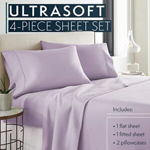 HC COLLECTION 1800 Series Bedding Sheets & Pillowcases Bed Linen Set with 16 inch Deep Pockets, Queen, Lavender