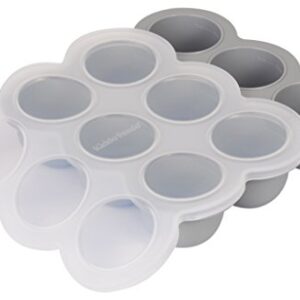 KIDDO FEEDO Multipurpose Tray for Freezing Baby Food, Herbs and Ice Cubes. Also Baking Mold for Egg Bites, Muffins and Frittatas - Free E-book by Author/Dietitian - Gray