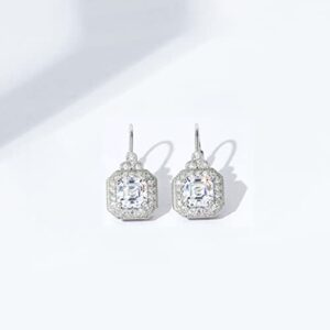 Amazon Collection Platinum-Plated Sterling Silver Infinite Elements Cubic Zirconia Asscher-Cut Antique Drop Earrings