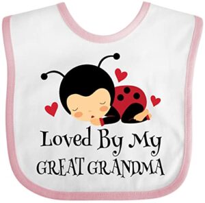inktastic loved by my great grandma baby bib white and pink 20ed5