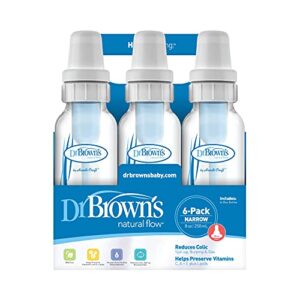 dr browns natural flow feeding bottle 6pk clear with blue writing - 250ml(8oz) (standard)