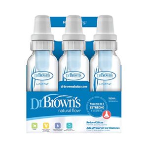 DR Browns Natural Flow Feeding Bottle 6PK Clear with Blue Writing - 250ML(8OZ) (Standard)