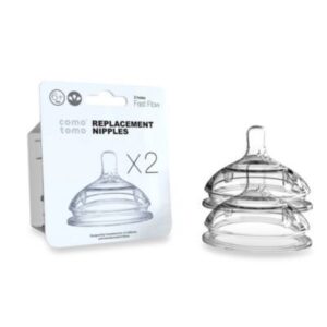 comotomo replacement nipples in fast flow for ages 6 months (2-pack)