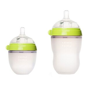 comotomo - natural-feel baby bottles - 8oz bottle + 5oz bottle pack - green