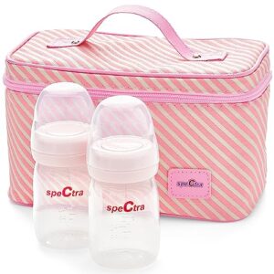 spectra - cooler bag storage kit for breast milk - pink (ice pack and 2 wide neck bottles)