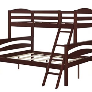 Dorel Living Brady Solid Wood Bunk Beds Twin Over Full with Ladder and Guard Rail, Espresso